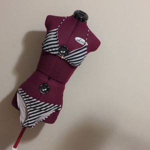 Grey and black striped bikini